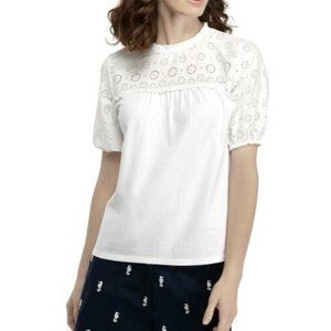 Crown & Ivy White Eyelet & Ruffle Top PL